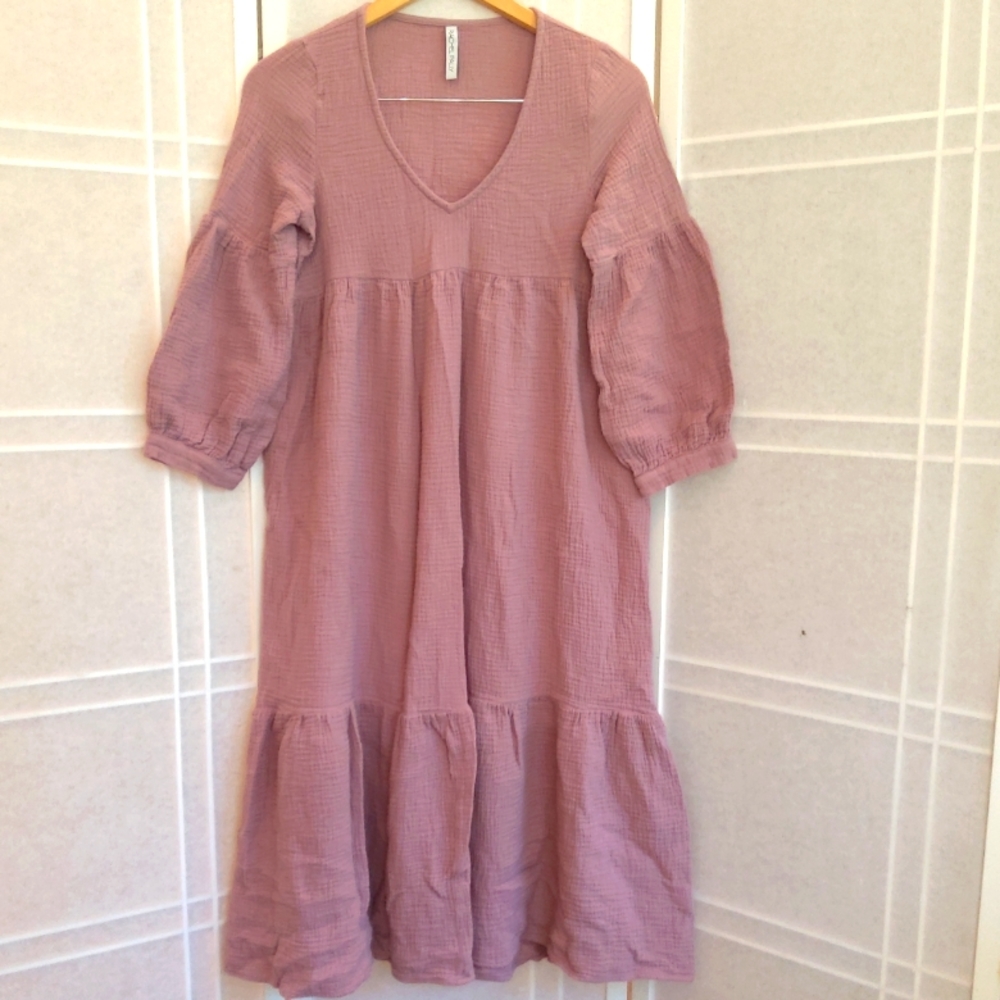 Rachel Pally Cecelia pink gauze cotton dress